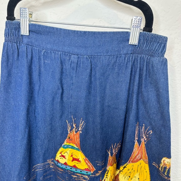 Vintage Andrea Sport Western hand painted Maxi Skirt length 33 waist 12in flat - Picture 4 of 6